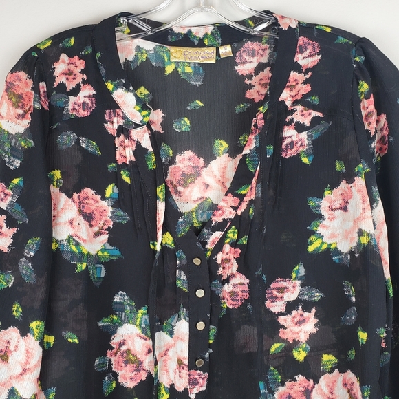 Princess Vera Wang Floral Tie Neck Top - Picture 2 of 7